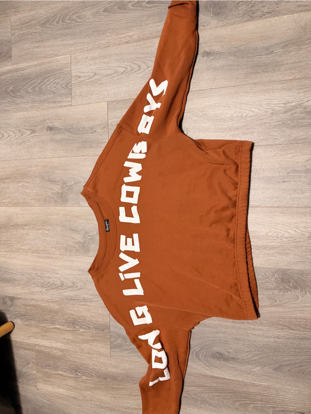 Wrangler Rust Orange Cropped Sweatshirt with White Script